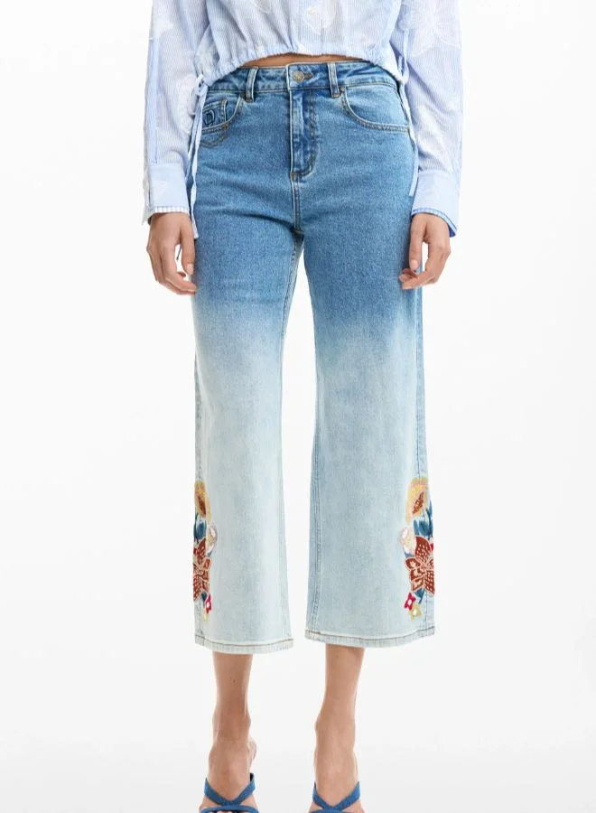 DESIGUAL Embroidered Culotte Jeans